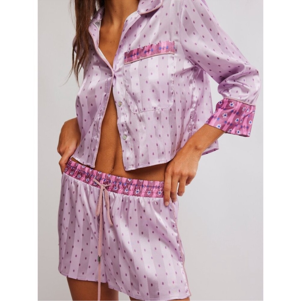 FREE PEOPLE Pillow Talk PJ Set / Lilac Combo NWT small - Picture 4 of 6